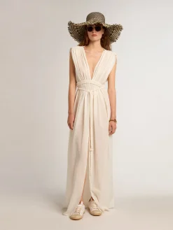 Sale Caftan de algodão jacquard branco usado MULHER Beachwear|Vestidos e macacões