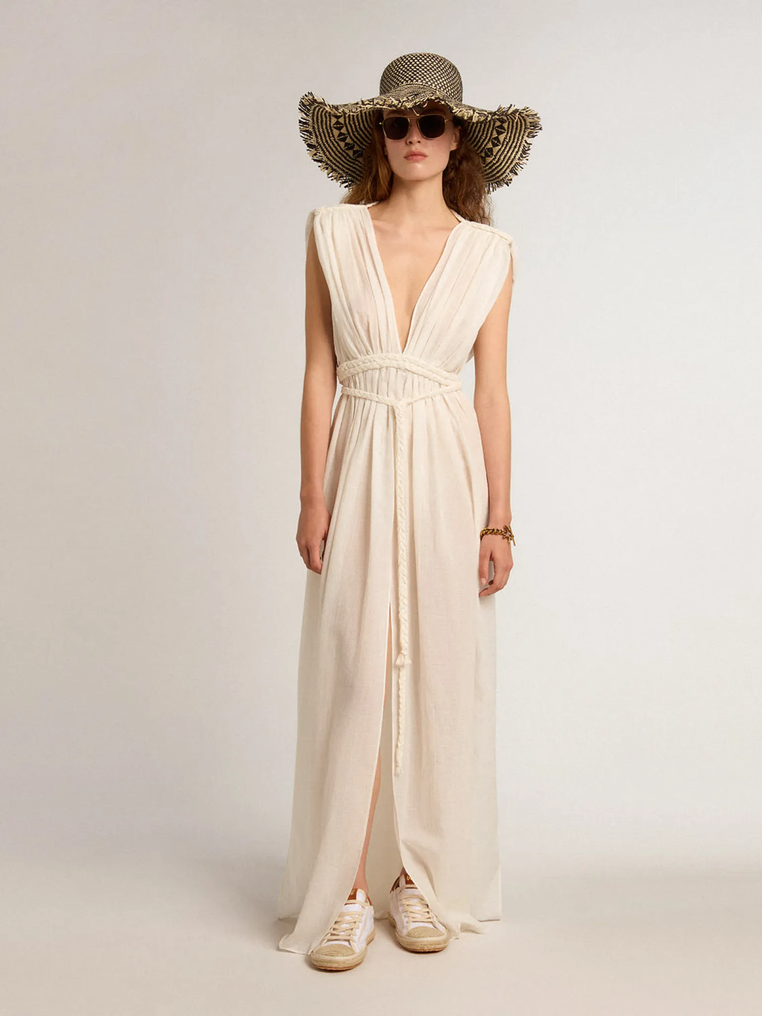 Sale Caftan de algodão jacquard branco usado MULHER Beachwear|Vestidos e macacões