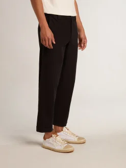 Outlet Calça chino de gabardine de algodão preto Beachwear|Jeans e calças