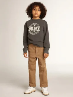 Online Calça chino infantil masculina de algodão cor caramelo Bottoms (4-12 years)