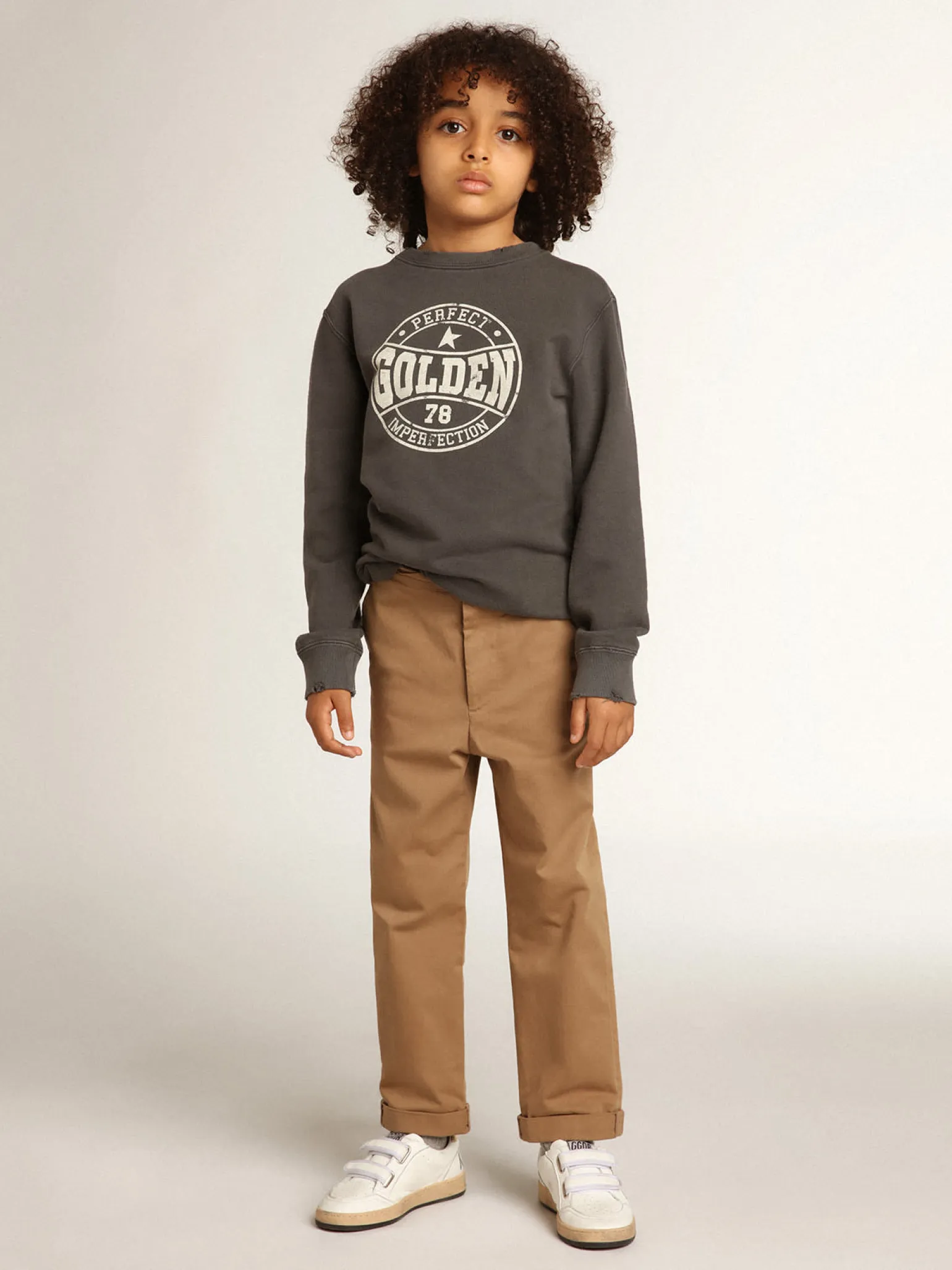Online Calça chino infantil masculina de algodão cor caramelo Bottoms (4-12 years)