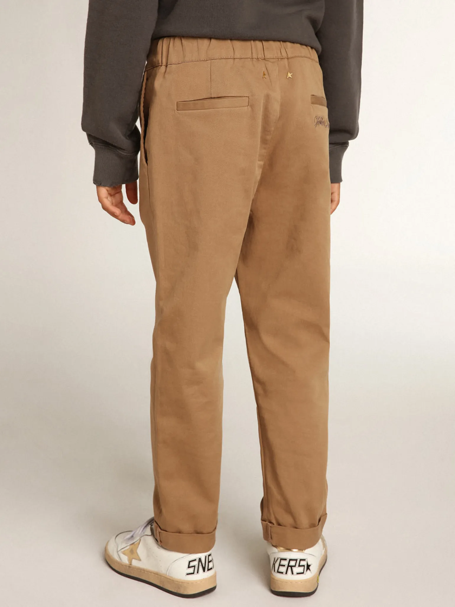 Online Calça chino infantil masculina de algodão cor caramelo Bottoms (4-12 years)