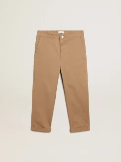 Online Calça chino infantil masculina de algodão cor caramelo Bottoms (4-12 years)