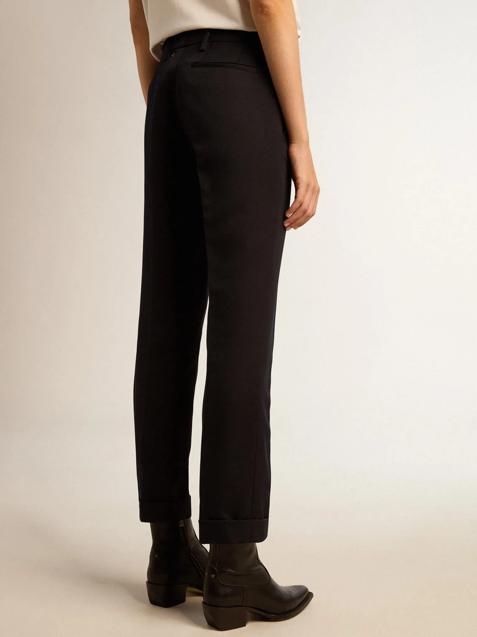 Discount Calça cigarete feminina de lã azul-escura MULHER Jeans e calças