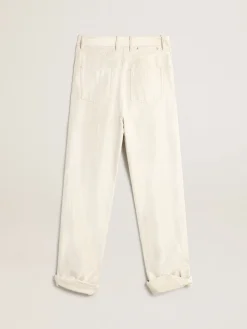 Sale Calça de brim branco dourado MULHER Jeans e calças