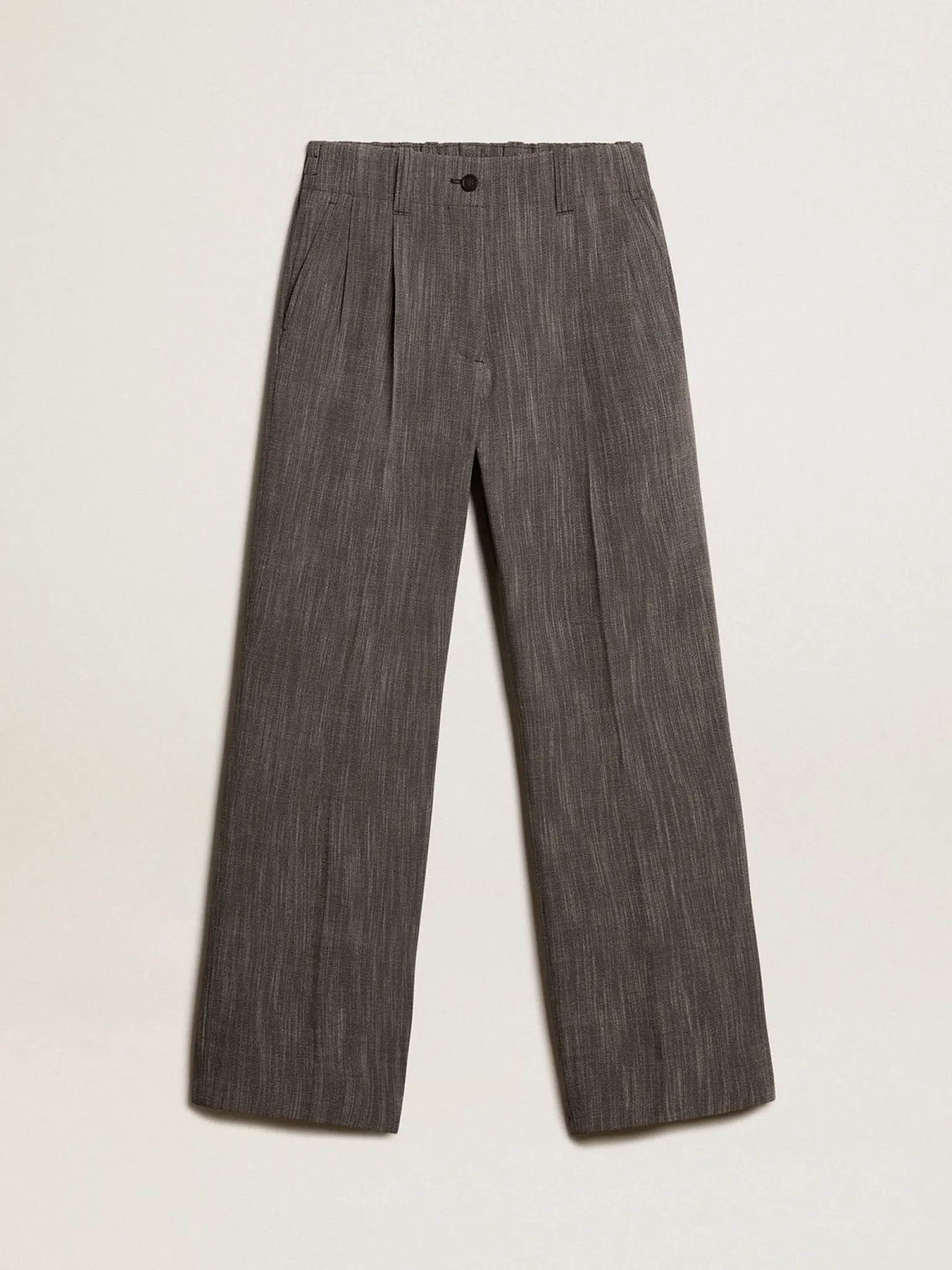Best Calça de cintura alta feminina em mistura de lã melange cinza MULHER Jeans e calças
