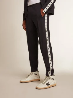 Best Sale Calça de jogging azul-escura com fita e estrelas em contraste Jeans e calças