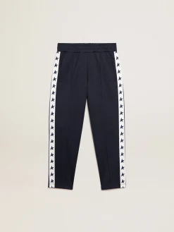 Cheap Calça de jogging azul-escura com fita branca e estrelas em contraste Bottoms (4-12 years)