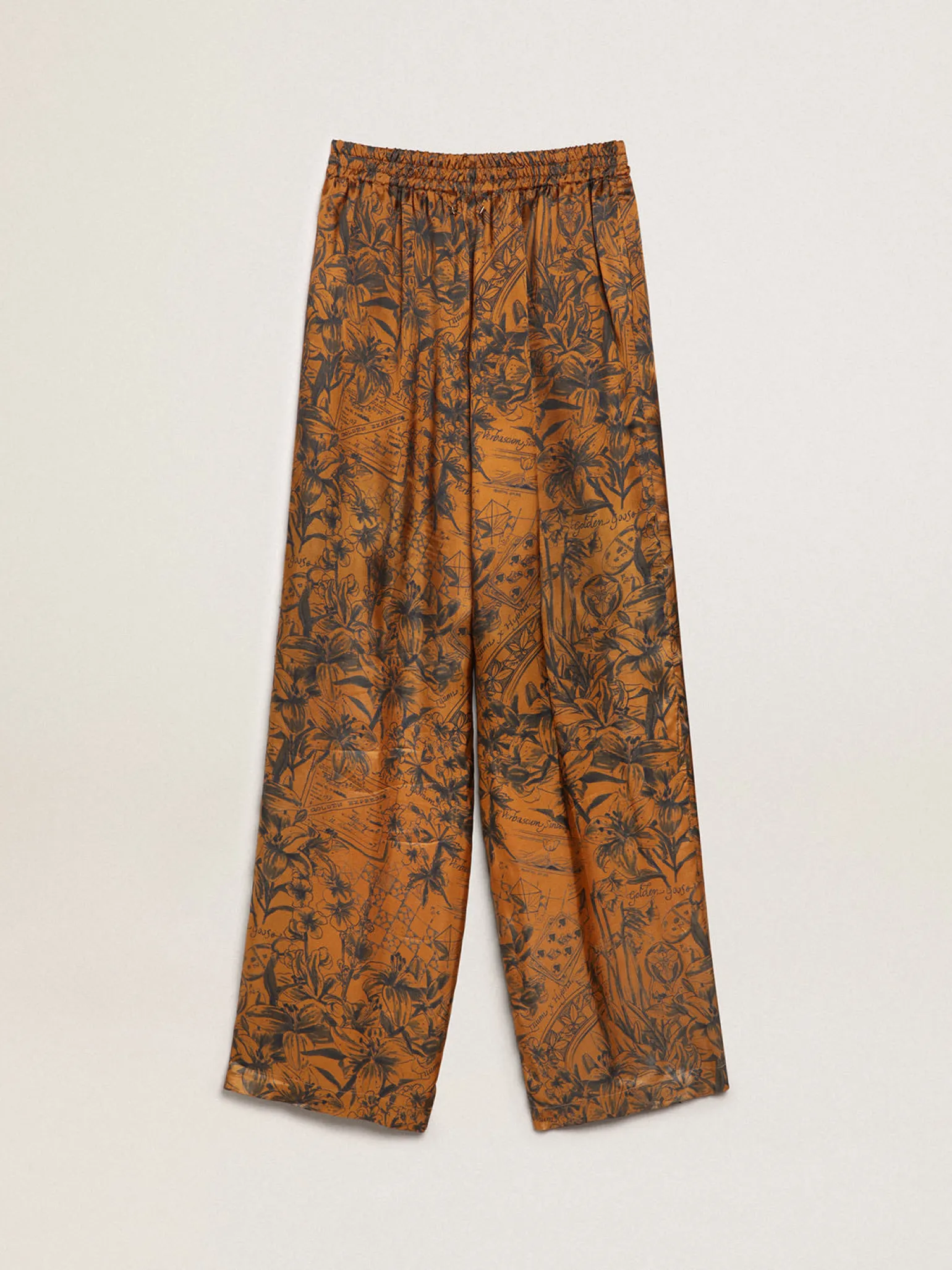 Fashion Calça de jogging feminina marrom dourado com estampa caderno de viagem MULHER Jeans e calças