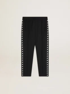 Discount Calça de jogging masculina preta com estrelas brancas nas laterais Jeans e calças