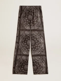 Shop Calça de jogging na cor antracite com estampa caxemira MULHER Jeans e calças