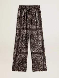 Shop Calça de jogging na cor antracite com estampa caxemira MULHER Jeans e calças
