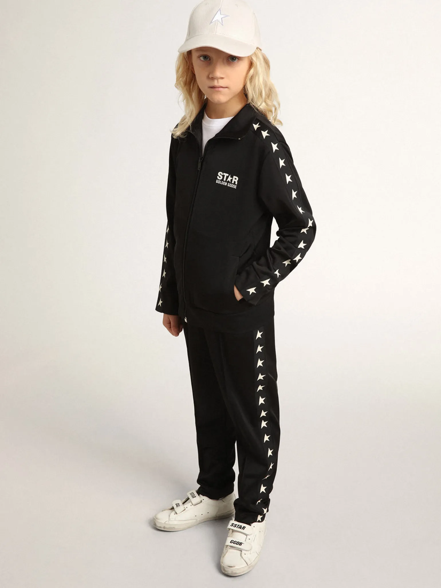 Clearance Calça de jogging preta com estrelas brancas em contraste Bottoms (4-12 years)|Bottoms (4-12 years)
