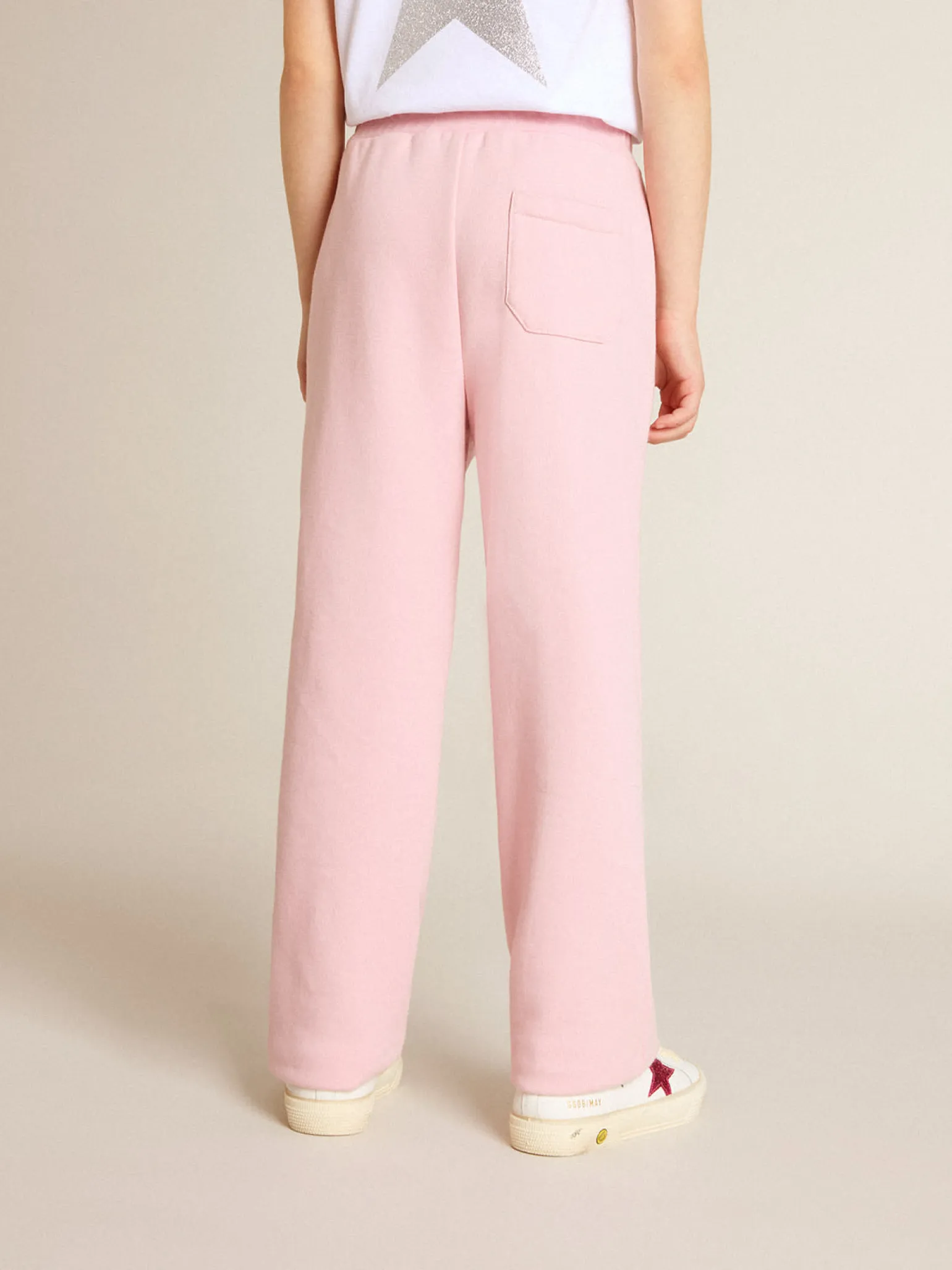 Online Calça de jogging rosa com estrela de glitter na frente Bottoms (4-12 years)
