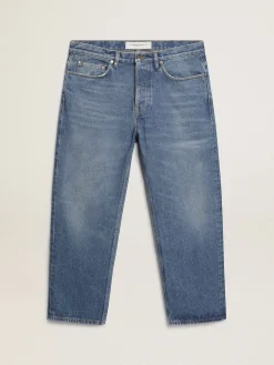 Fashion Calça jeans azul com efeito stonewashed Jeans e calças