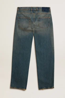 Online Calça jeans azul com tratamento usado Jeans e calças