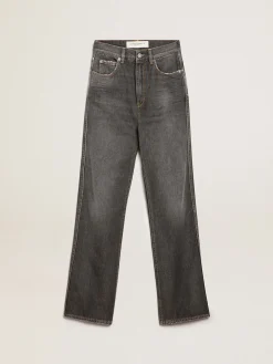 Outlet Calça jeans feminina preta com efeito desbotado MULHER Jeans e calças