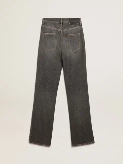 Outlet Calça jeans feminina preta com efeito desbotado MULHER Jeans e calças