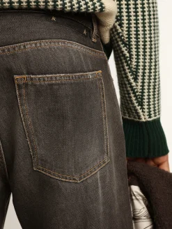 Clearance Calça jeans masculina preta com efeito stonewashed Jeans e calças