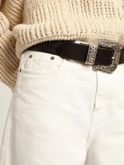 Online Calça jeans perna larga de sarja branca MULHER Jeans e calças