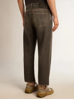 Discount Calça jeans preta masculina com efeito desbotado Jeans e calças