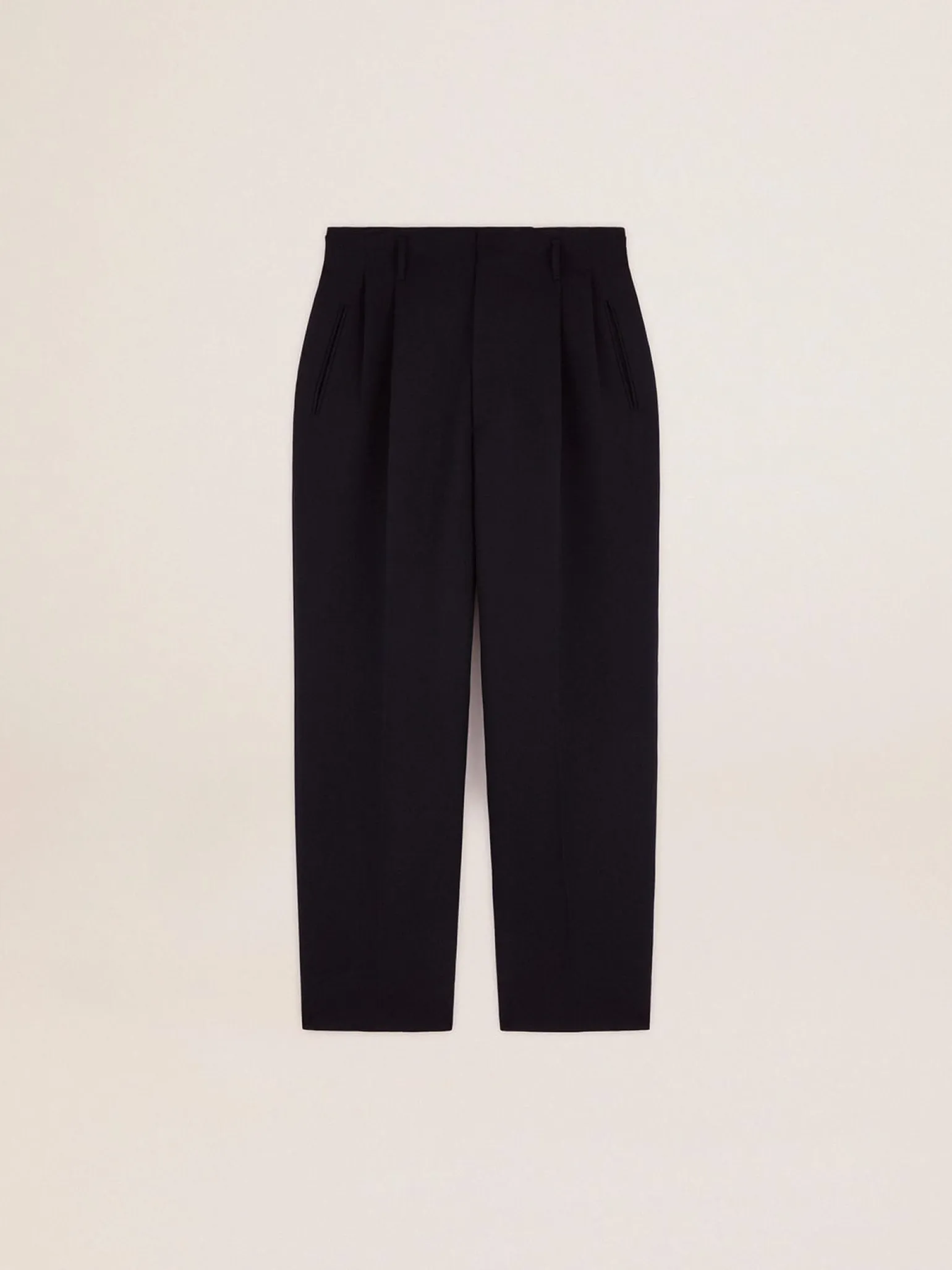 Store Calça masculina de perna larga de lã azul-escura Jeans e calças