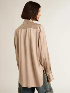 Sale Camisa boyfriend de viscose rosa pó MULHER Camisas