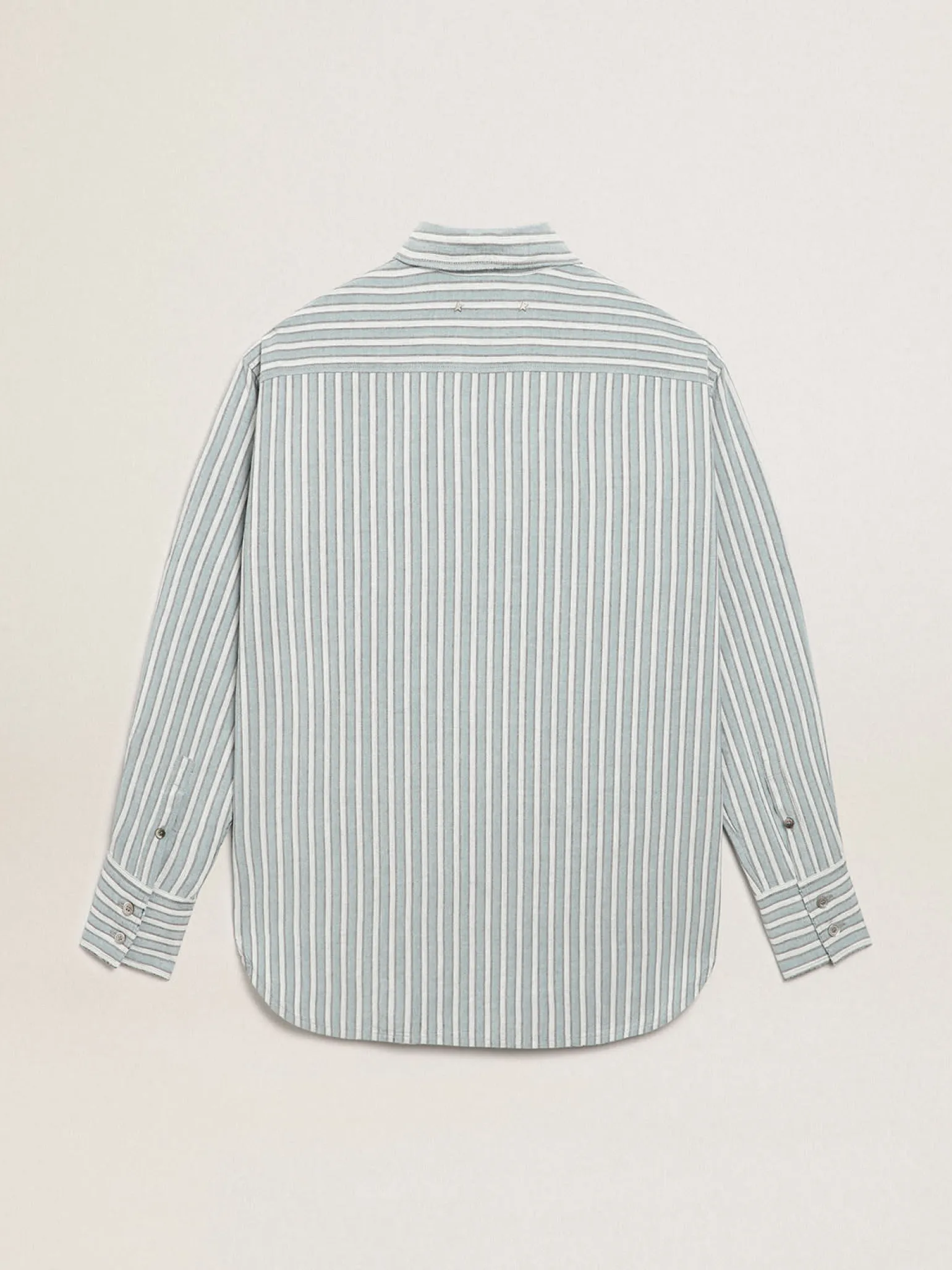 Best Sale Camisa boyfriend feminina com listras cor de água MULHER Camisas
