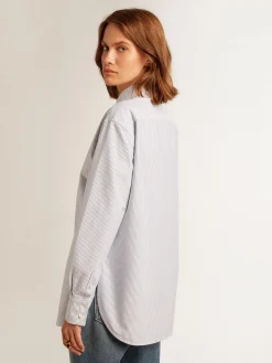 Cheap Camisa feminina com listras finas MULHER Camisas