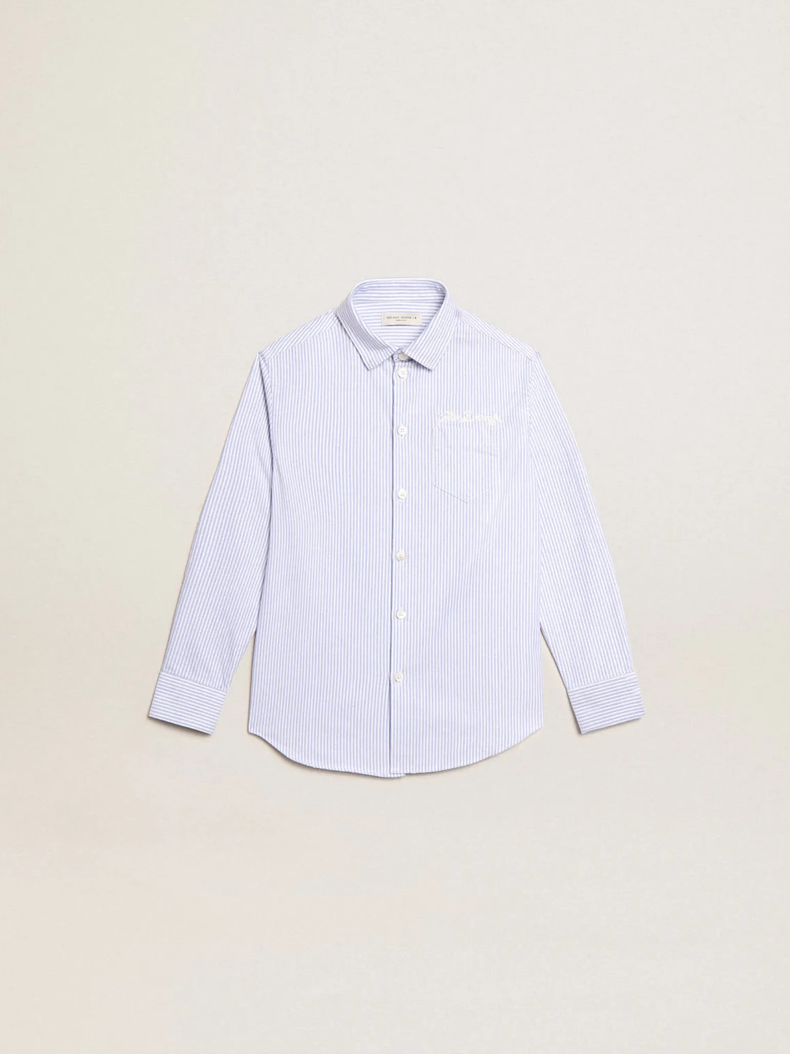 New Camisa infantil masculina com listras azuis Roupas de cima (4-12 years)