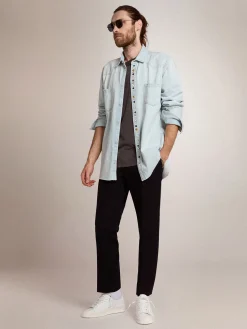 Best Sale Camisa jeans masculina desbotada com tachas marteladas Camisas