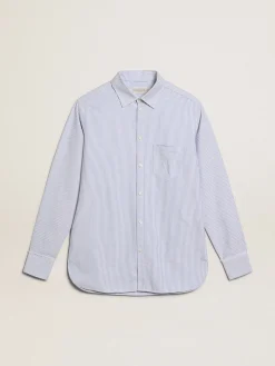 Fashion Camisa masculina com listras finas Camisas