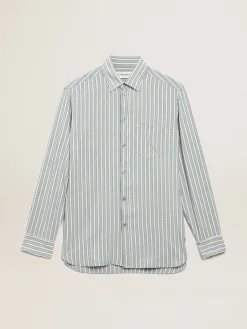 Outlet Camisa masculina listrada de viscose Camisas