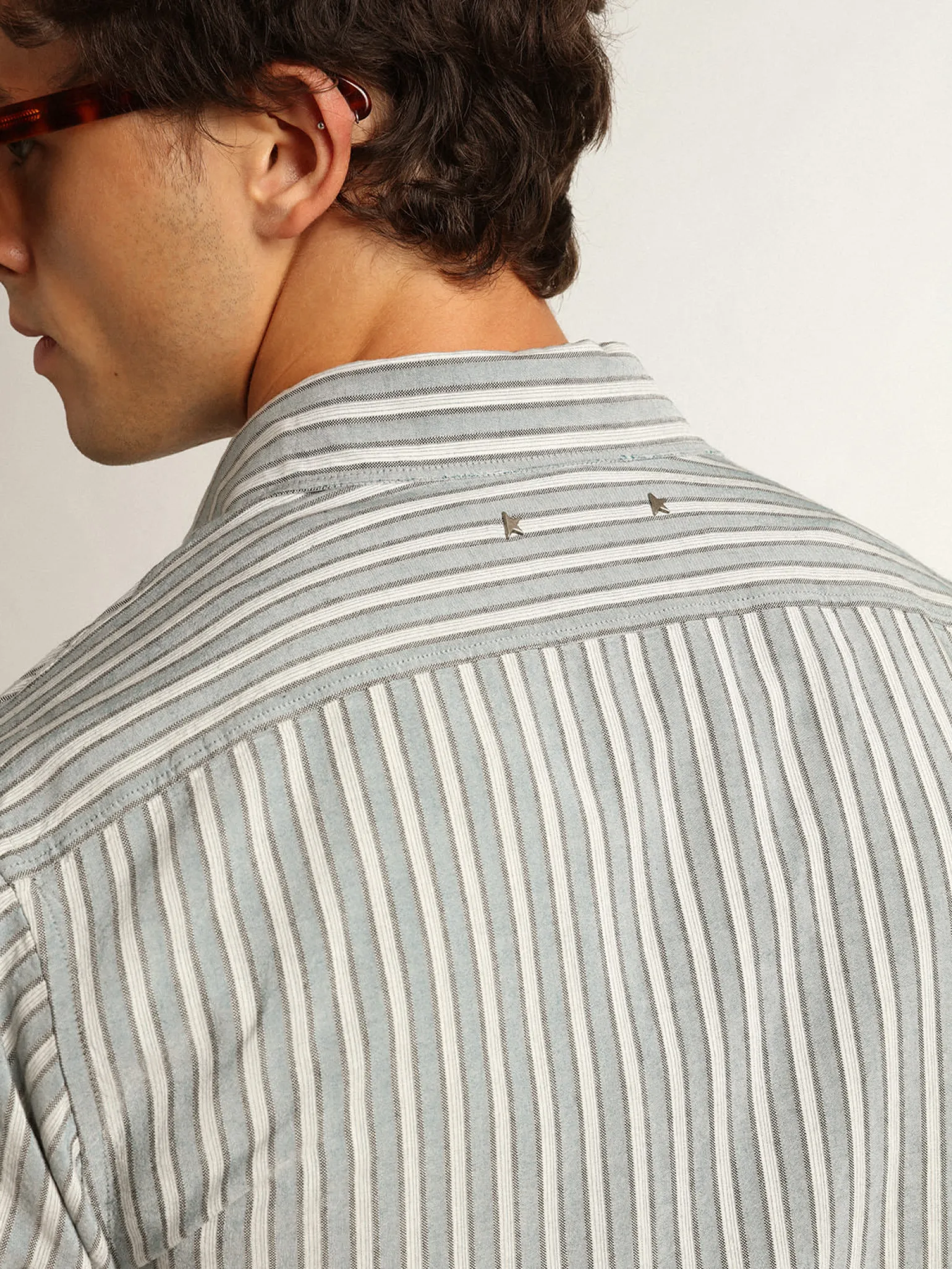 Outlet Camisa masculina listrada de viscose Camisas