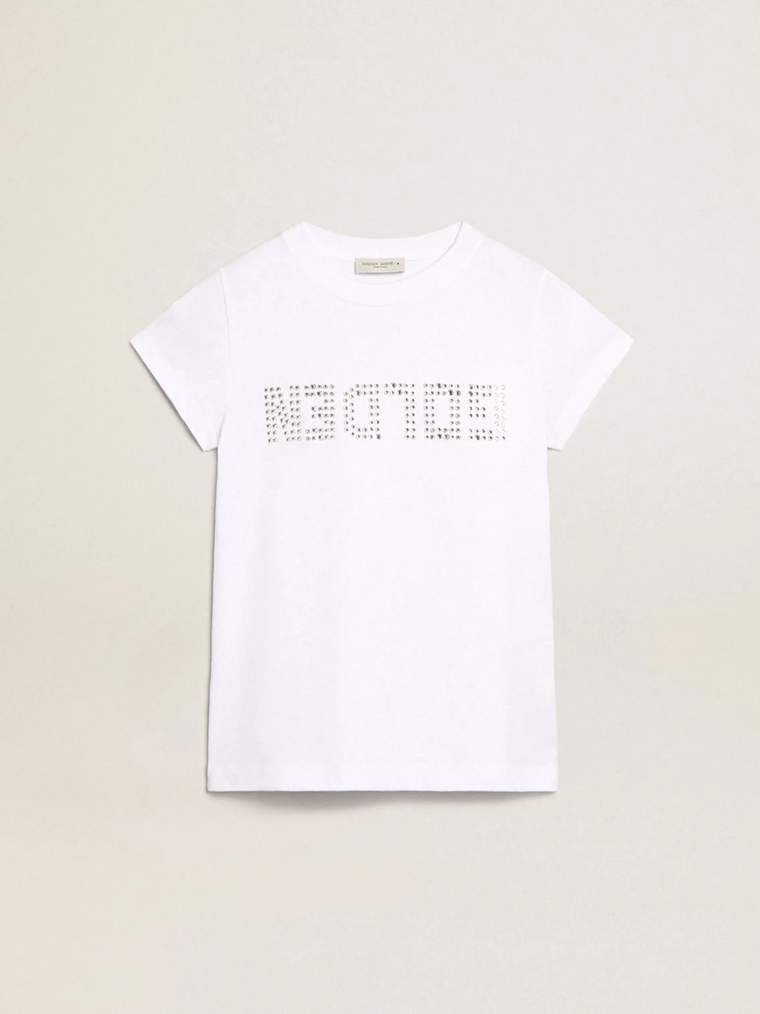 Best Camiseta branca com a palavra Golden em cristais no centro Roupas de cima (4-12 years)