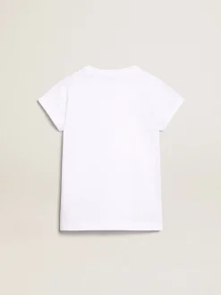 Best Camiseta branca com a palavra Golden em cristais no centro Roupas de cima (4-12 years)