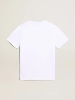 Flash Sale Camiseta branca com logo preto em contraste na frente Camisetas