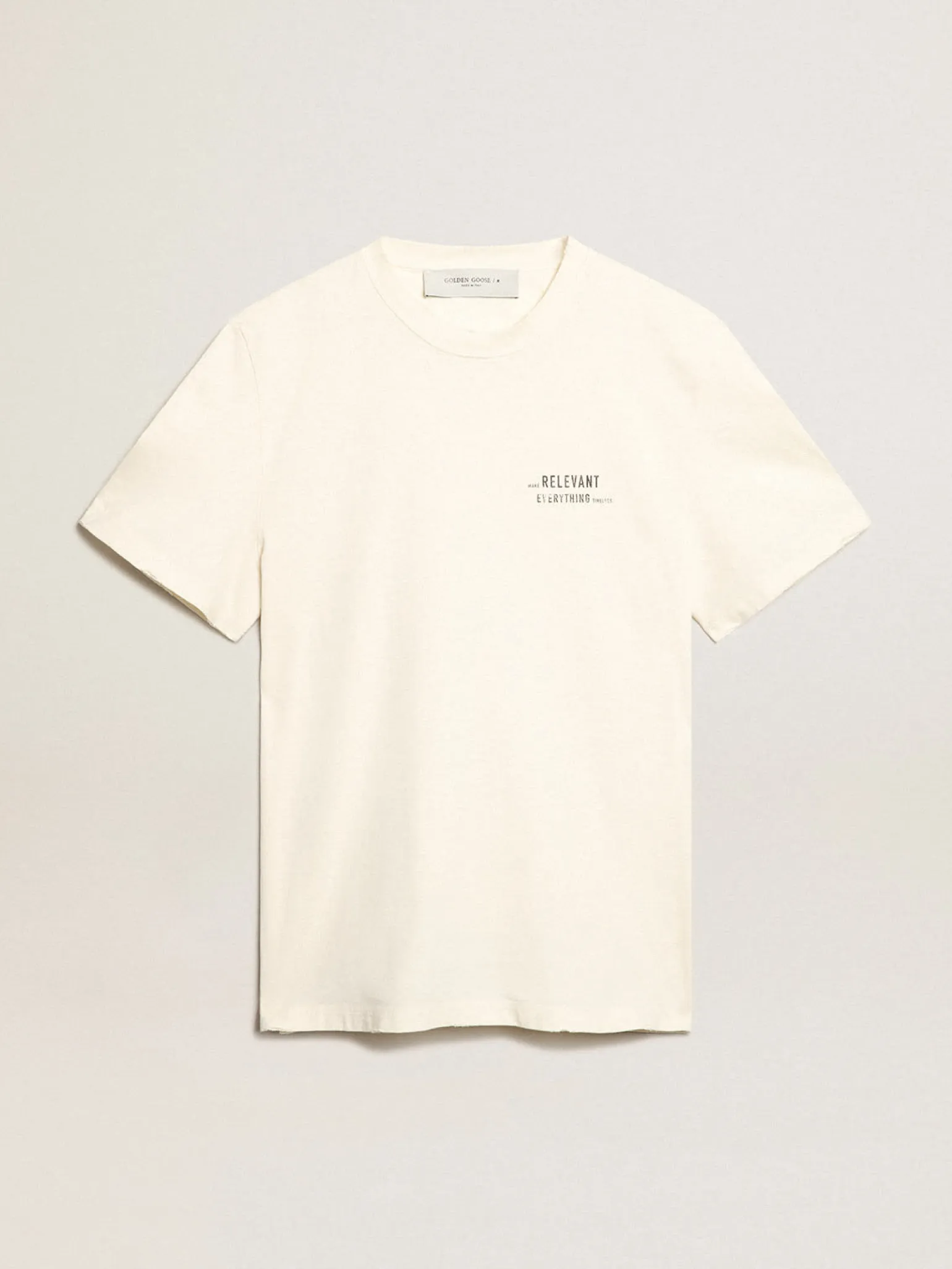 Flash Sale Camiseta branca com tratamento desgastado com escrita Camisetas