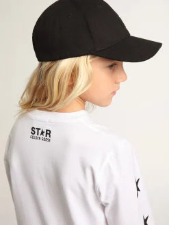 Best Sale Camiseta branca de manga comprida com estrelas pretas em contraste Roupas de cima (4-12 years)|Roupas de cima (4-12 years)