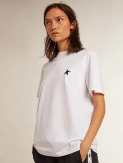 Best Sale Camiseta branca feminina com estrela azul-escura na frente MULHER Beachwear|Camisetas