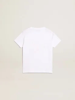 Sale Camiseta branca infantil masculina com logo vermelho no centro Roupas de cima (4-12 years)
