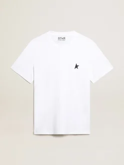 Discount Camiseta branca masculina com estrela azul-escura na frente Camisetas