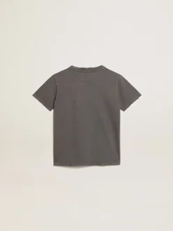 Hot Camiseta cinza infantil masculina com tratamento desgastado Roupas de cima (4-12 years)