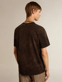 Clearance Camiseta de algodão antracite com escrita na frente Camisetas