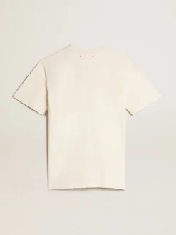 New Camiseta de algodão branco usado com logo da estação MULHER Camisetas