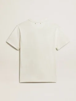 Fashion Camiseta de algodão branco com flor estampada na frente Beachwear|Camisetas