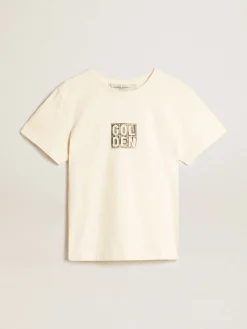 Online Camiseta de algodão branco usado com estampa na frente MULHER Camisetas