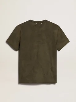 Discount Camiseta de algodão cor de faia com bordado na frente Camisetas