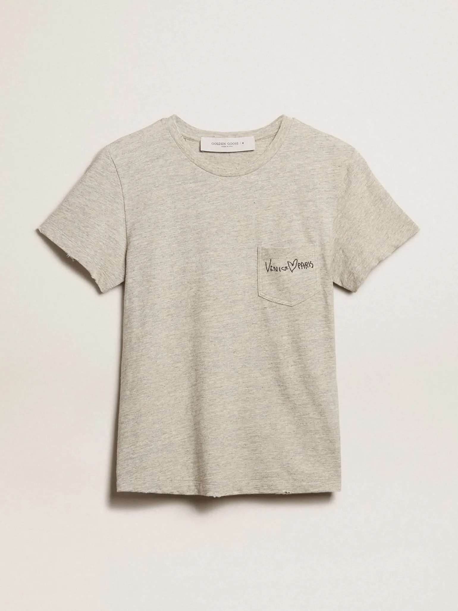 Discount Camiseta feminina de algodão cinza mescla com escrita bordada MULHER Camisetas