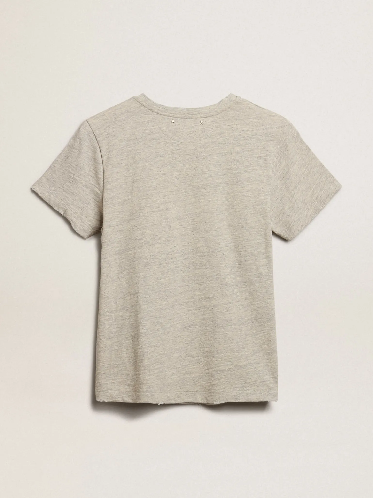 Discount Camiseta feminina de algodão cinza mescla com escrita bordada MULHER Camisetas